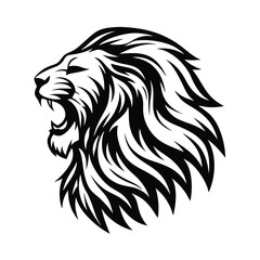 Lion Head Roaring Mane Wild Animal Feline Predator Black and White