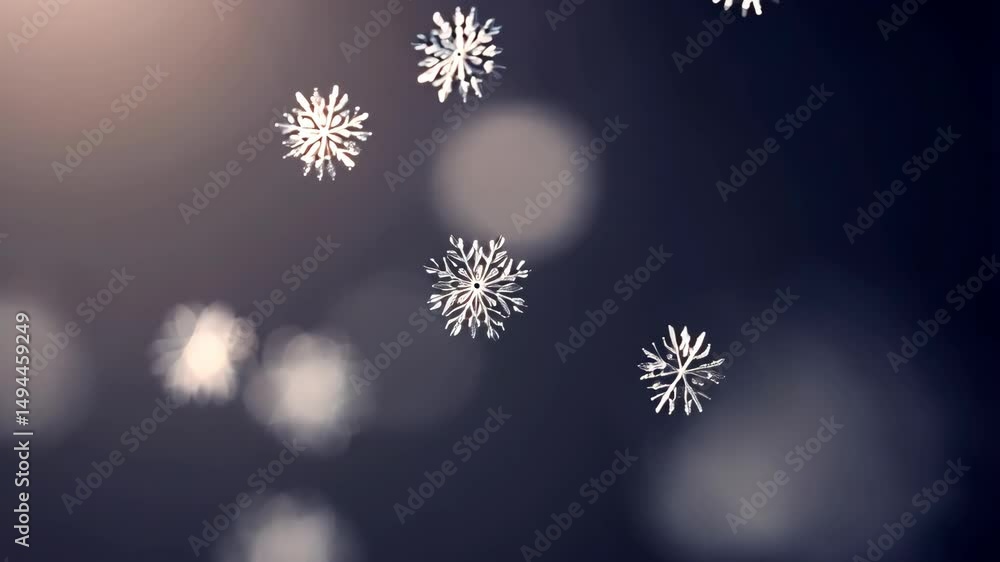Poster white snowflakes falling gently with blurred bokeh lights create a soft and magical winter snowfall 