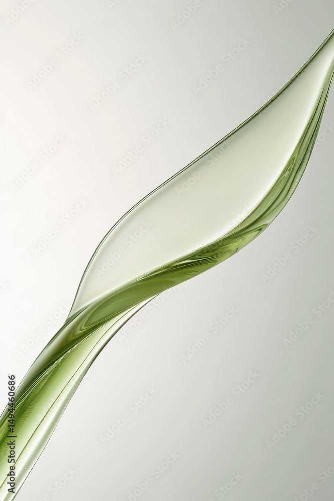 Poster clear liquid flows in elegant twisting stream against a bright gentle background. smooth motion with