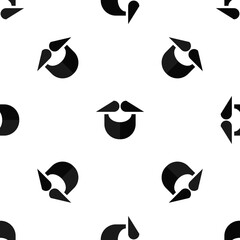 Monochrome pattern featuring abstract beard and mustache icons repetition