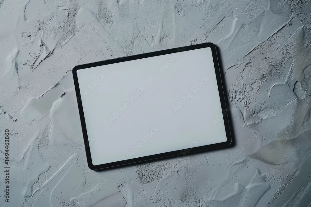 Poster high resolution image of tablet with grey background mockup