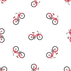 Seamless pattern featuring red bicycles on a white background for designs