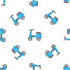 Seamless pattern with cute blue scooters for wrapping paper or fabric design