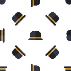 Seamless Pattern with Classic Hat Illustration on white background