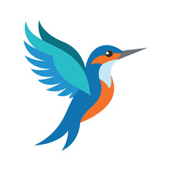 Stylized Flying Kingfisher Vector Illustration