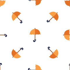 Seamless pattern of orange umbrellas isolated on white background design