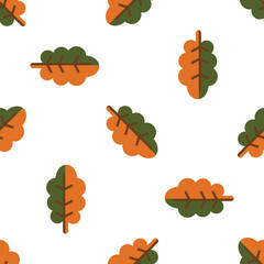 Seamless pattern of stylized autumn leaves on a white background vector