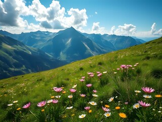 alpine meadow with flowers