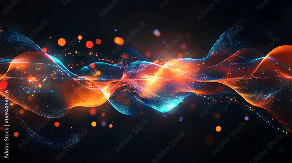 Poster abstract energy waves with symphony of light and color for dynamic design vibrant flow visual expres