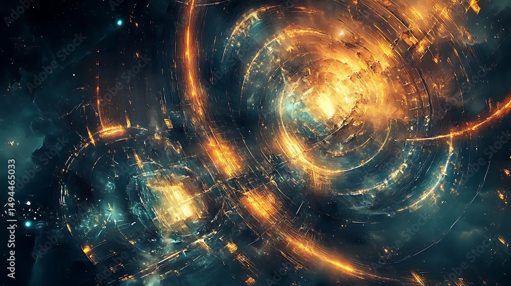 Poster cosmic vortex with swirling nebula of vibrant energy and celestial structures for dynamic space beau