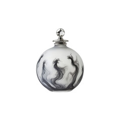 Elegant Spherical Glass Perfume Bottle with Ethereal Black Ink Design