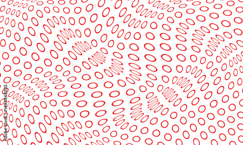 Aufkleber abstract red outline circular dot wave pattern design.