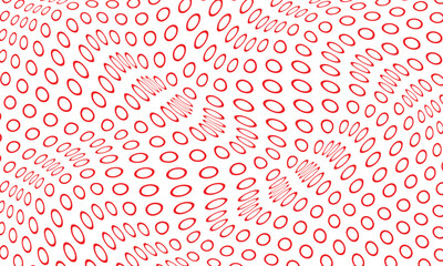 abstract red outline circular dot wave pattern design.
