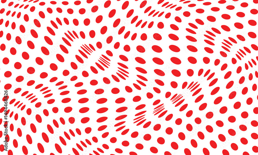 Aufkleber abstract red polka dot wave pattern design.