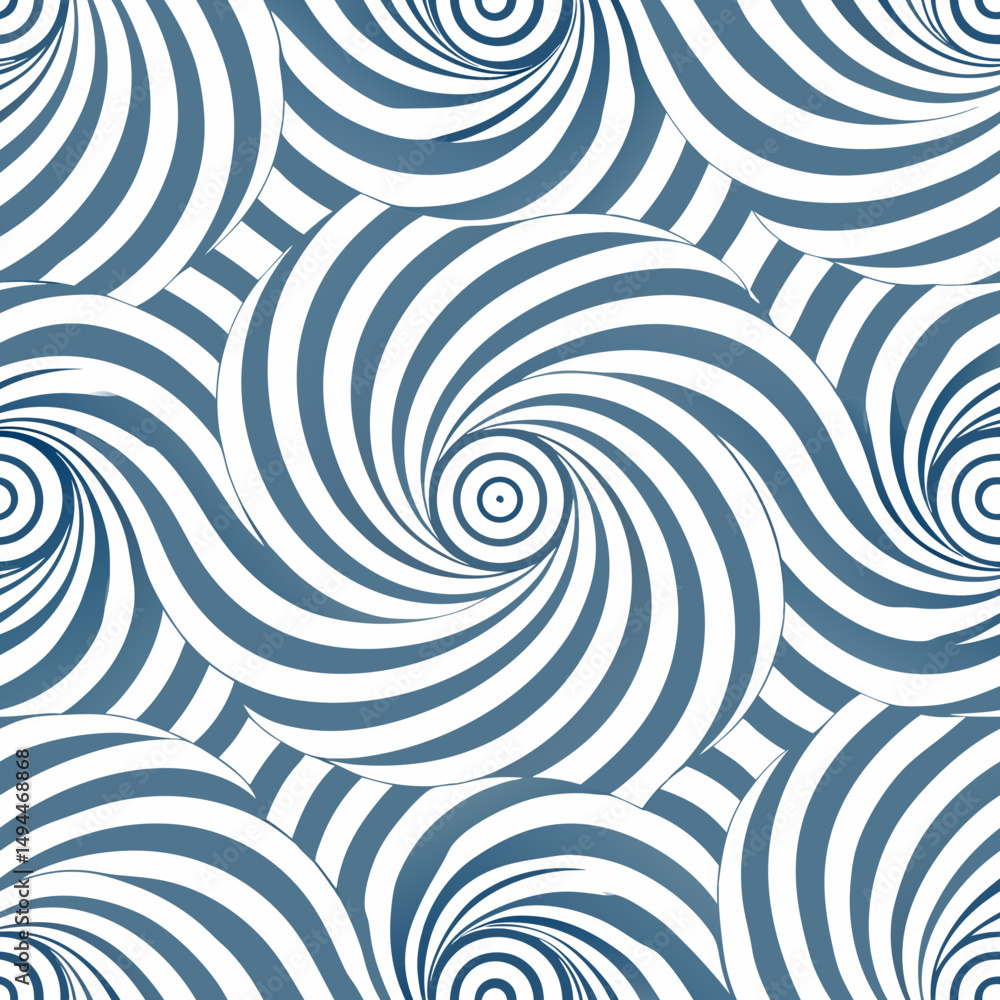 Poster elegant seamless vector pattern with white concentric arcs in blue