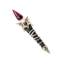 Ornate Fantasy Dagger with Red Gemstone Tip - Isolated on Black