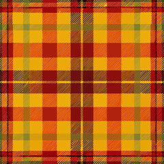 Colorful plaid pattern design in shades of yellow and red - Concept of seamless vector pattern  