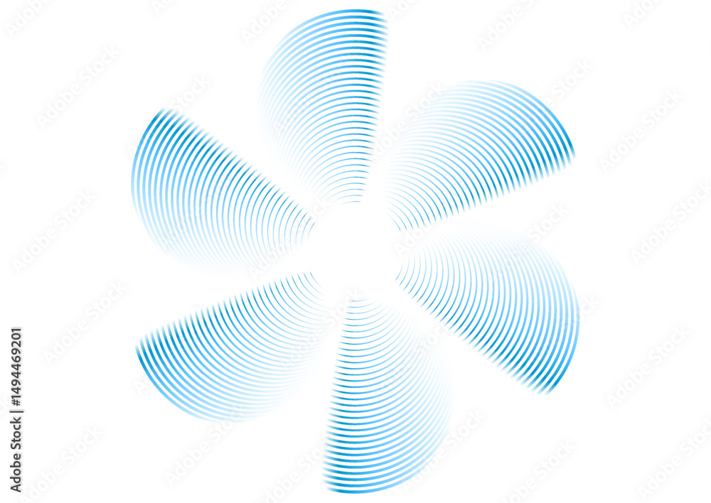 Fototapete Abstract blue propeller linear circle shape on a white background. Vector minimal technology design