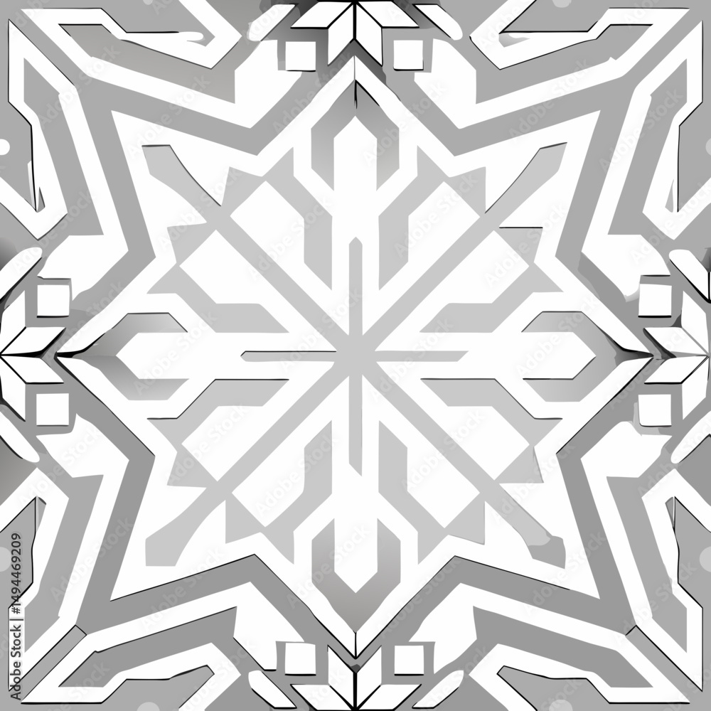 Poster geometric seamless vector pattern in grayscale with star design