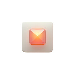 Glowing Square Button Interface Element 3D Render