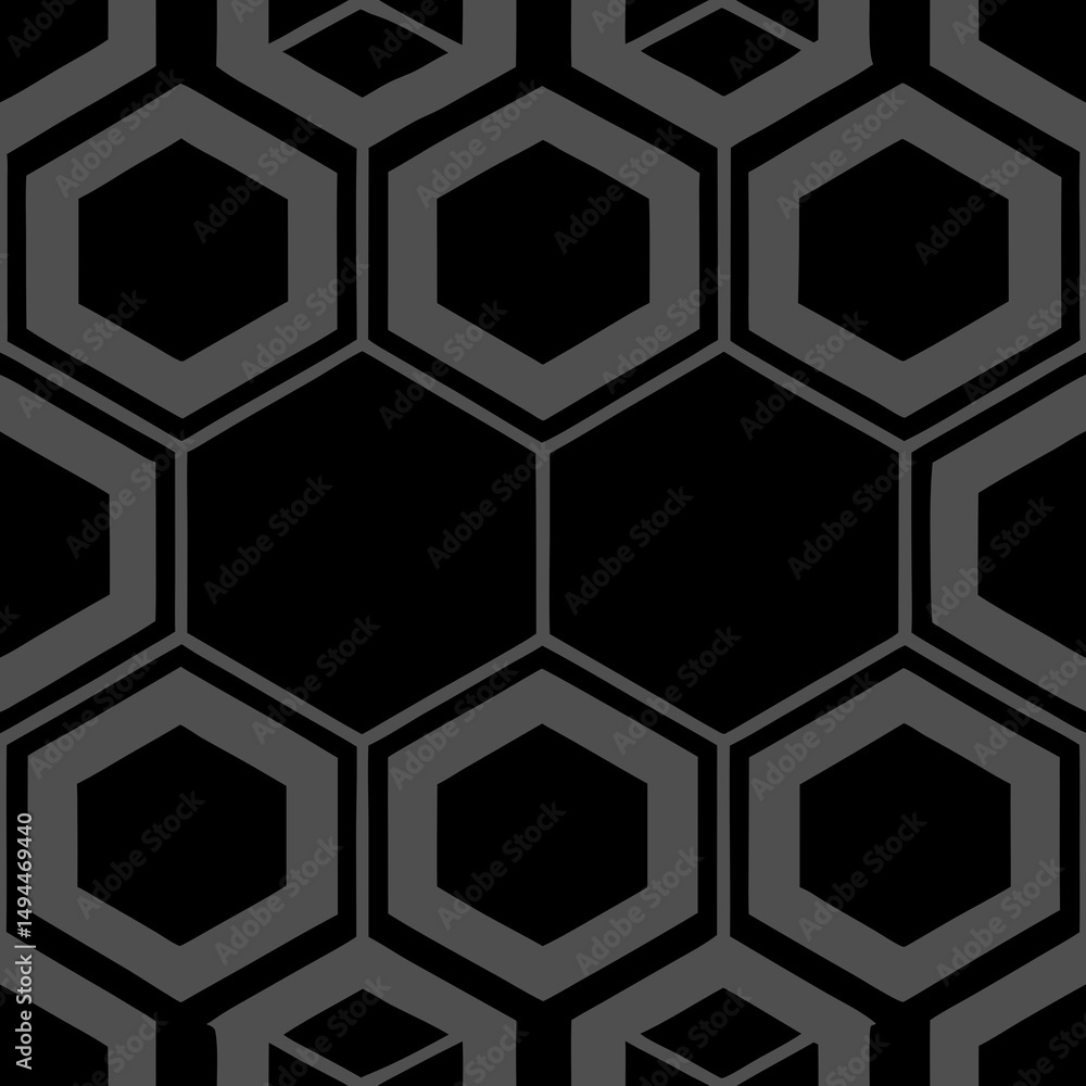 Poster modern luxury interlocking matte black hexagon seamless vector pattern