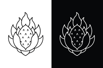 Simple Line Art of Dragon Fruit. Logo-Ready Vector Illustration