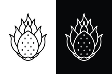 Clean Vector Dragon Fruit Icon. Minimalist Fruit Art for Designers