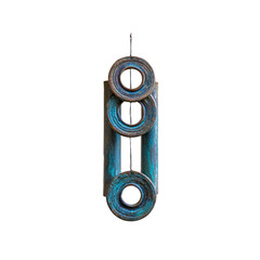 Teal Patina Metal Wind Chime with Circular Discs