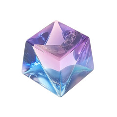 Abstract Purple and Blue Crystal Cube Sculpture
