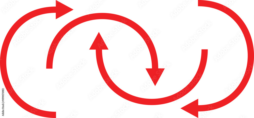 Poster abstract red curve direction arrow design.
