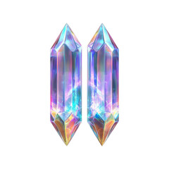 Iridescent Crystal Towers Pair of Prismatic Gemstones