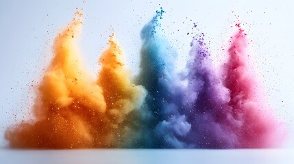 Fototapeta premium Dense vertical rainbow dust plume erupting upward like a fountain