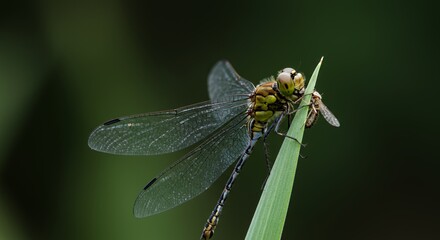 Dragonfly Feast: A Close-Up of Nature's Predator