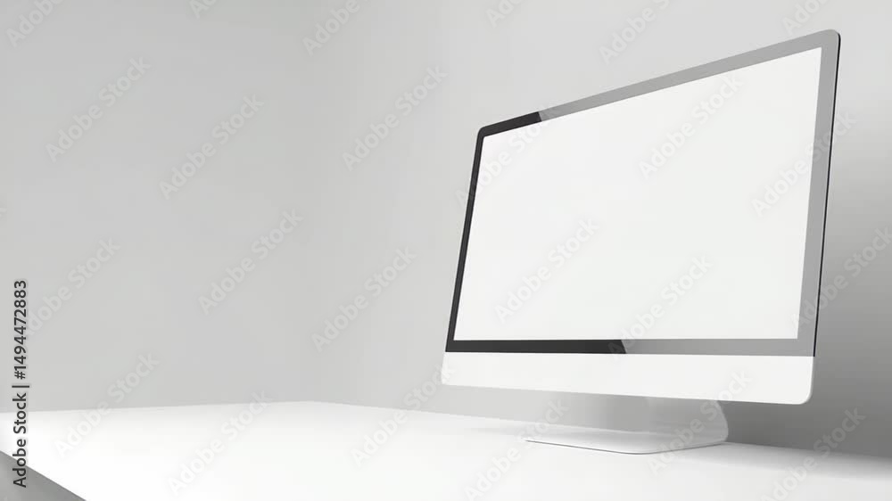 Aufkleber minimalistic white computer monitor on clean background