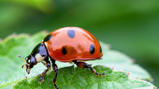 ladybug on green leaf