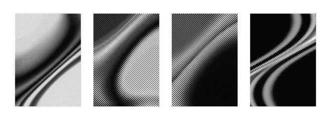 A quartet of dotted and linear vector abstractions ideal for social media, book cover, banner, flyer, brochure, ads.
