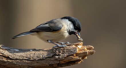 Carolina Chickadee Enjoying a Sunflower Seed