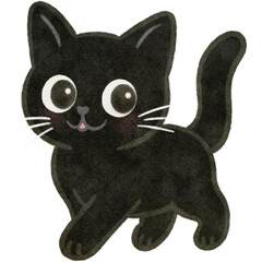 Cute Cat paper texture hand drawn illustration with transparent background