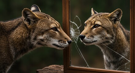 Lynx Confronting its Reflection in a Shattered Mirror