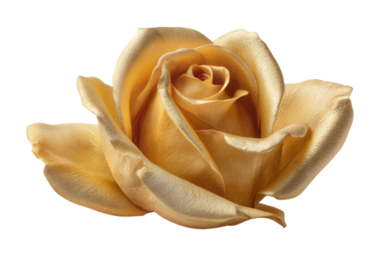 PNG Close-up of a gleaming golden rose with intricate petal details