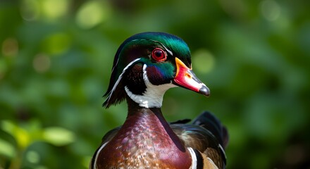 Vibrant Wood Duck Portrait: A Close-Up of Nature's Beauty