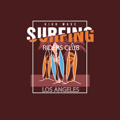 Surfing Riders Club Los Angeles surf board vector graphic