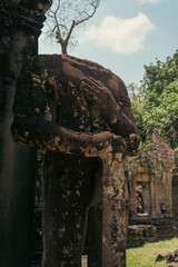 Close-up of the statue carving in Preah Khan Temple, Cambodia