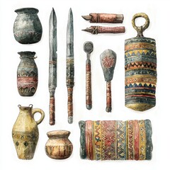 Ancient Artifacts and Tools from Traditional Cultures Collection