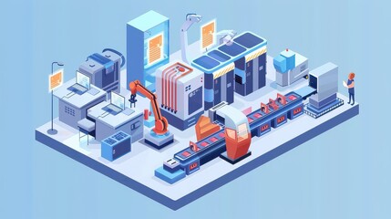 Obraz premium High-tech factory with robotic automation and AI-powered production lines