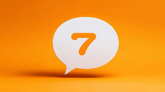 Number 7 Speech Bubble Orange.