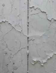 Obraz premium Cracked and textured white wall surface with rough, damaged, and uneven details