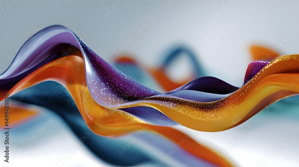 Poster colorful flowing waves of liquid in abstract digital art displaying vibrant hues and patterns