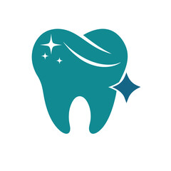 Abstract Molar Shape with Sparkle Symbol Clean Dental Logo