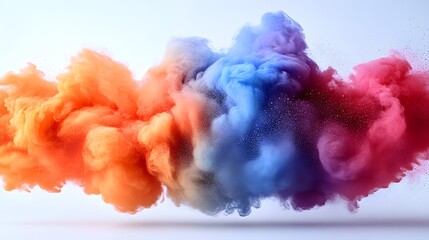 Fototapeta premium Spiral-shaped rainbow color powder explosion captured mid-air